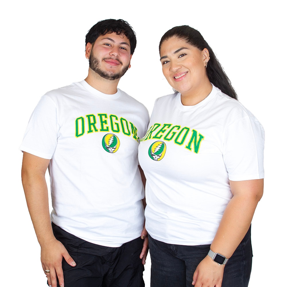 Arched Oregon, White, Crew Neck, Cotton, Men, Unisex, Class Trip, Grateful Dead, Steal ur Face, T-Shirt, 963463